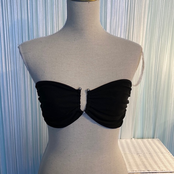 Pretty Little Thing Black Mesh Ring Detail Bandeau Top Size 6 NWT - Picture 4 of 17